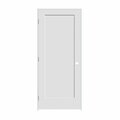 Codel Doors 36" x 80" x 1-3/8" Primed 1-Panel Interior Shaker 4-9/16" RH Prehung Door with Satin Nickel Hinges 3068pri8401RH154916